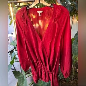 Joie 100% silk puff sleeve peplum wrap top